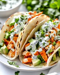 Buffalo Chicken Tacos with Blue Cheese Cilantro Ranch