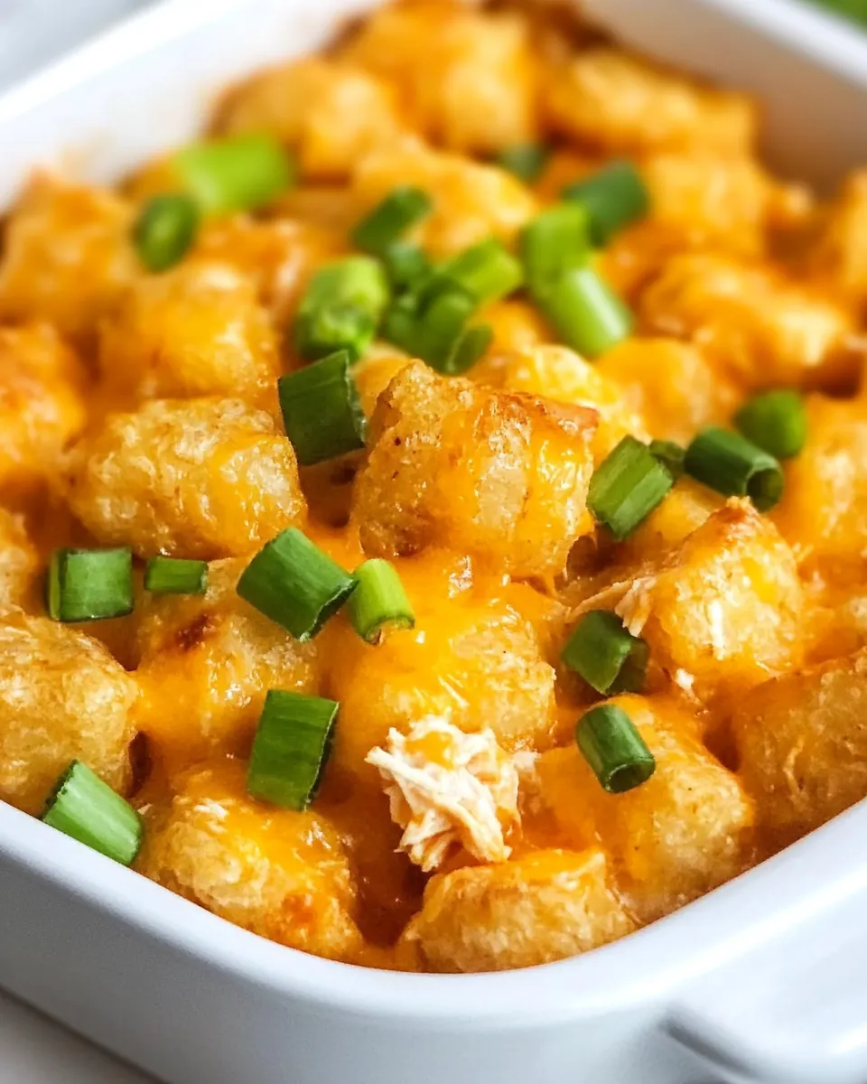 Buffalo Chicken Tater Tot Casserole