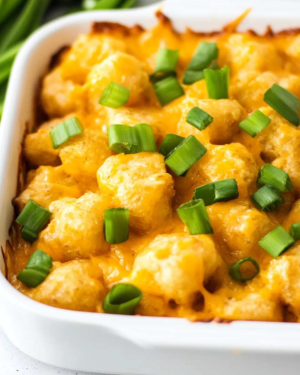 Buffalo Chicken Tater Tot Casserole