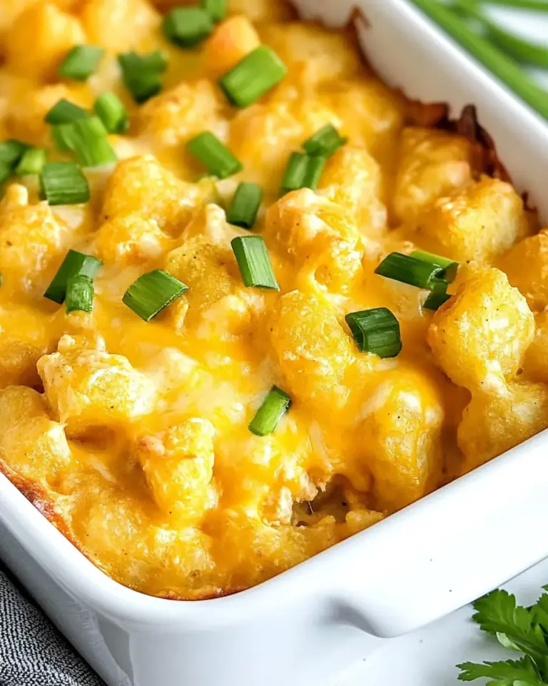 Buffalo Chicken Tater Tot Casserole