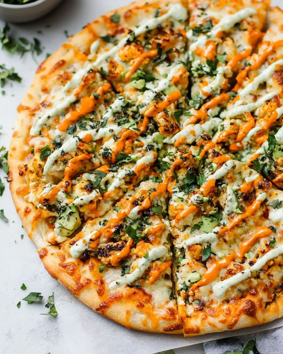 Buffalo Roasted Cauliflower Pizza