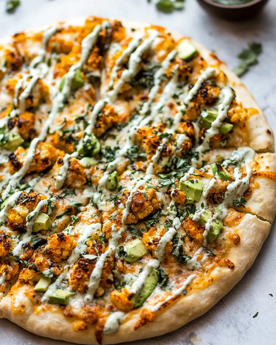 Buffalo Roasted Cauliflower Pizza
