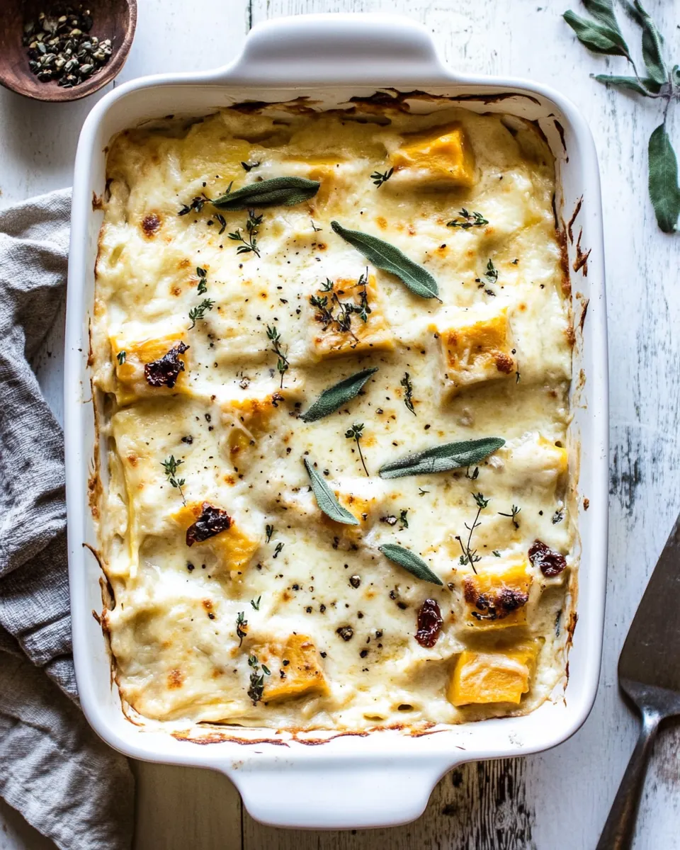 Butternut Squash and Sun Dried Tomato White Lasagna