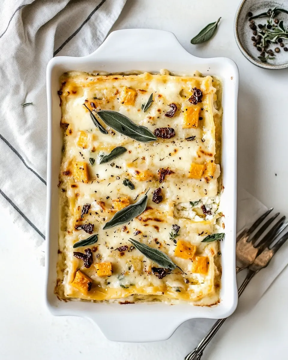 Butternut Squash and Sun Dried Tomato White Lasagna