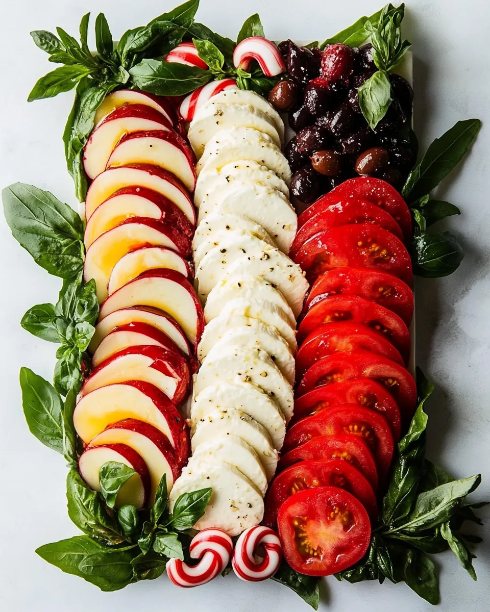 Candy Cane Caprese Board