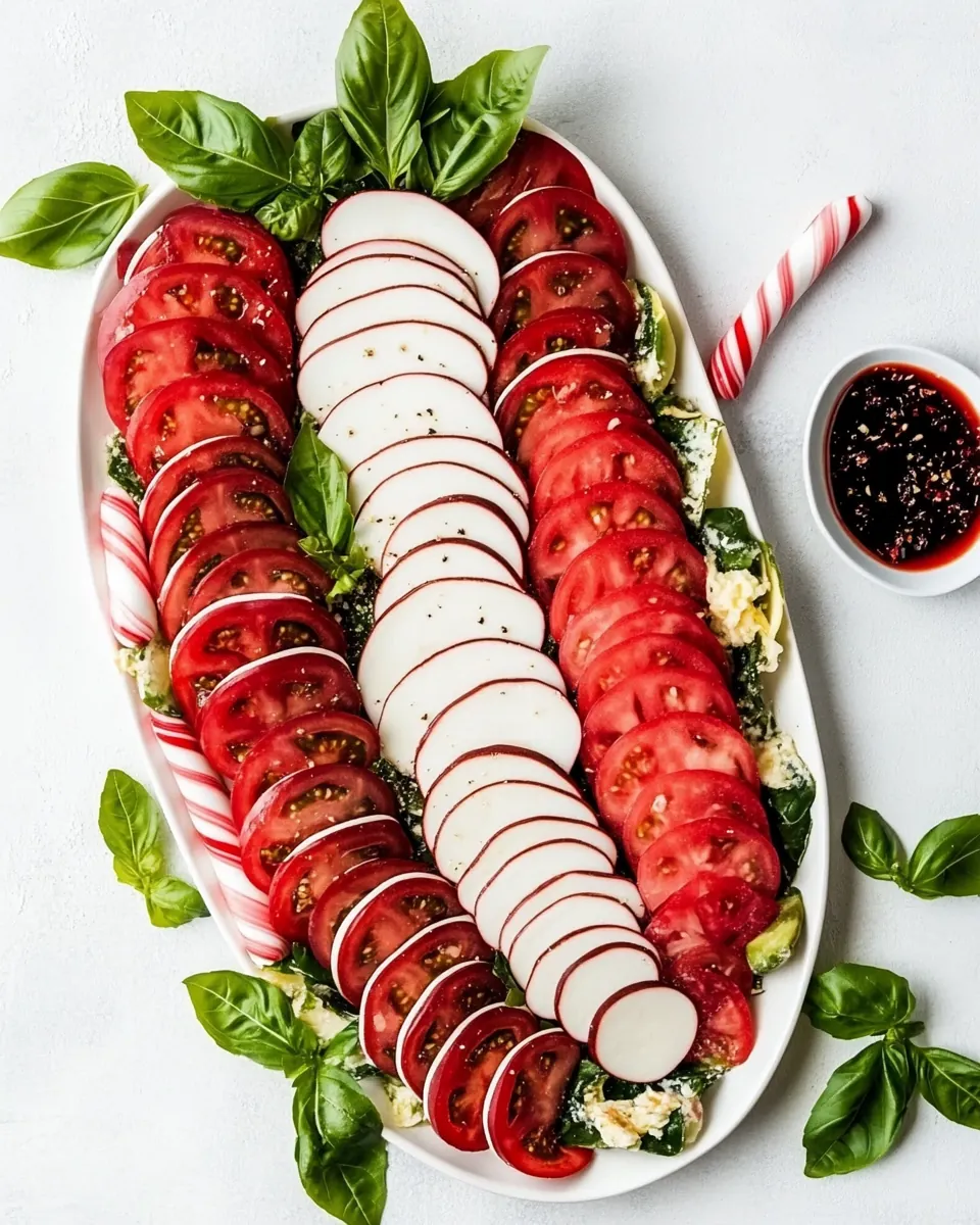 Candy Cane Caprese Board