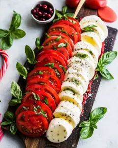 Candy Cane Caprese Board
