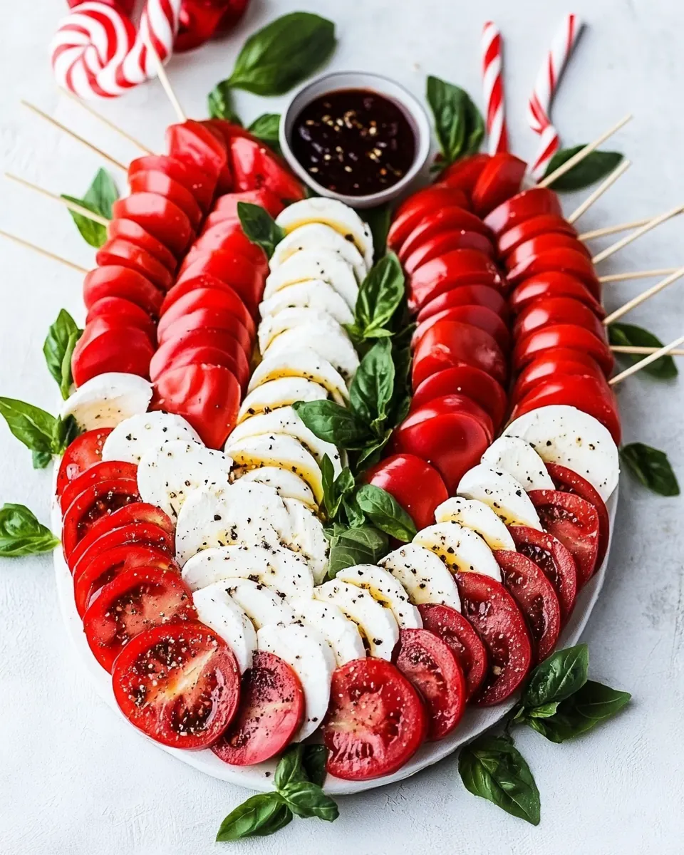 Candy Cane Caprese Board