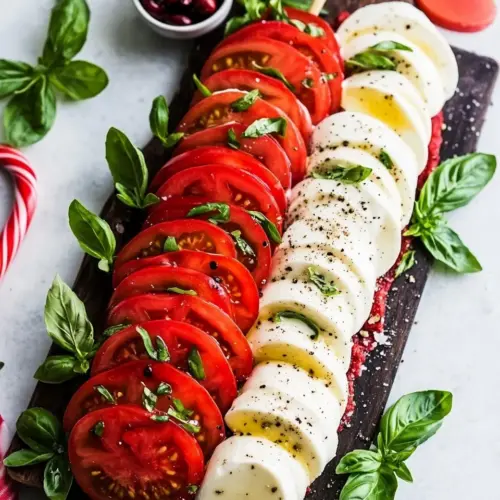 Candy Cane Caprese Board