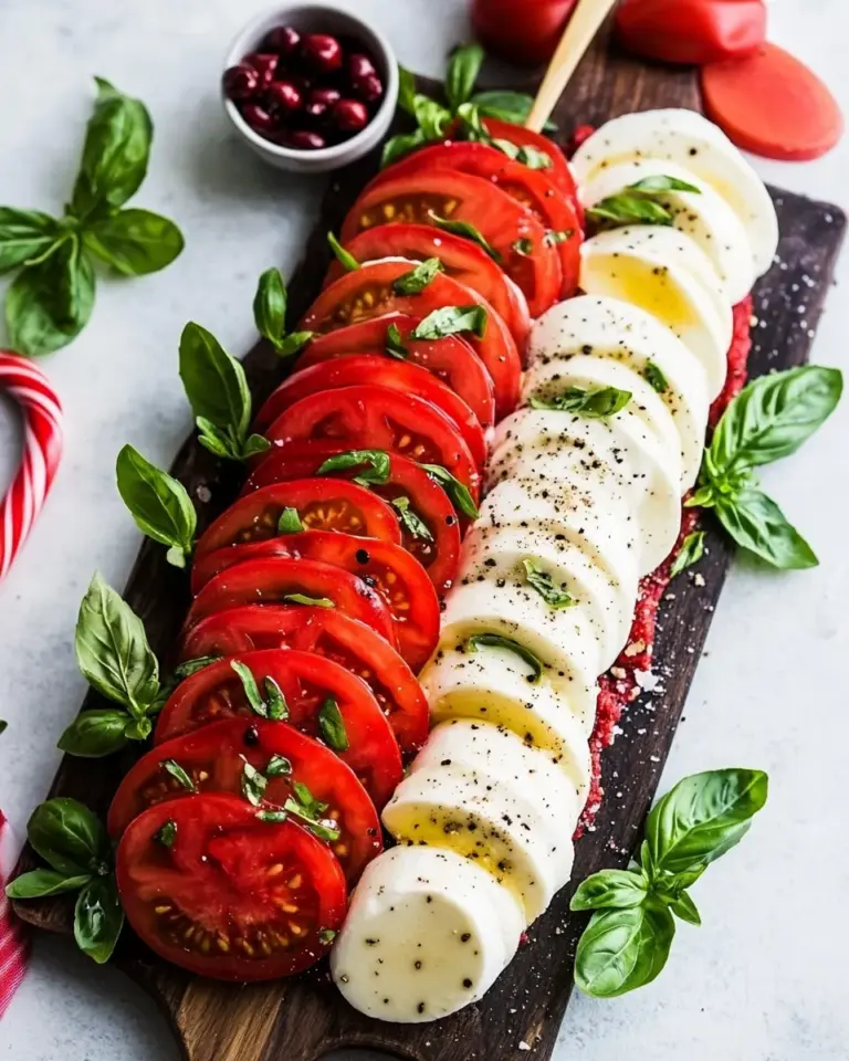 Candy Cane Caprese Board