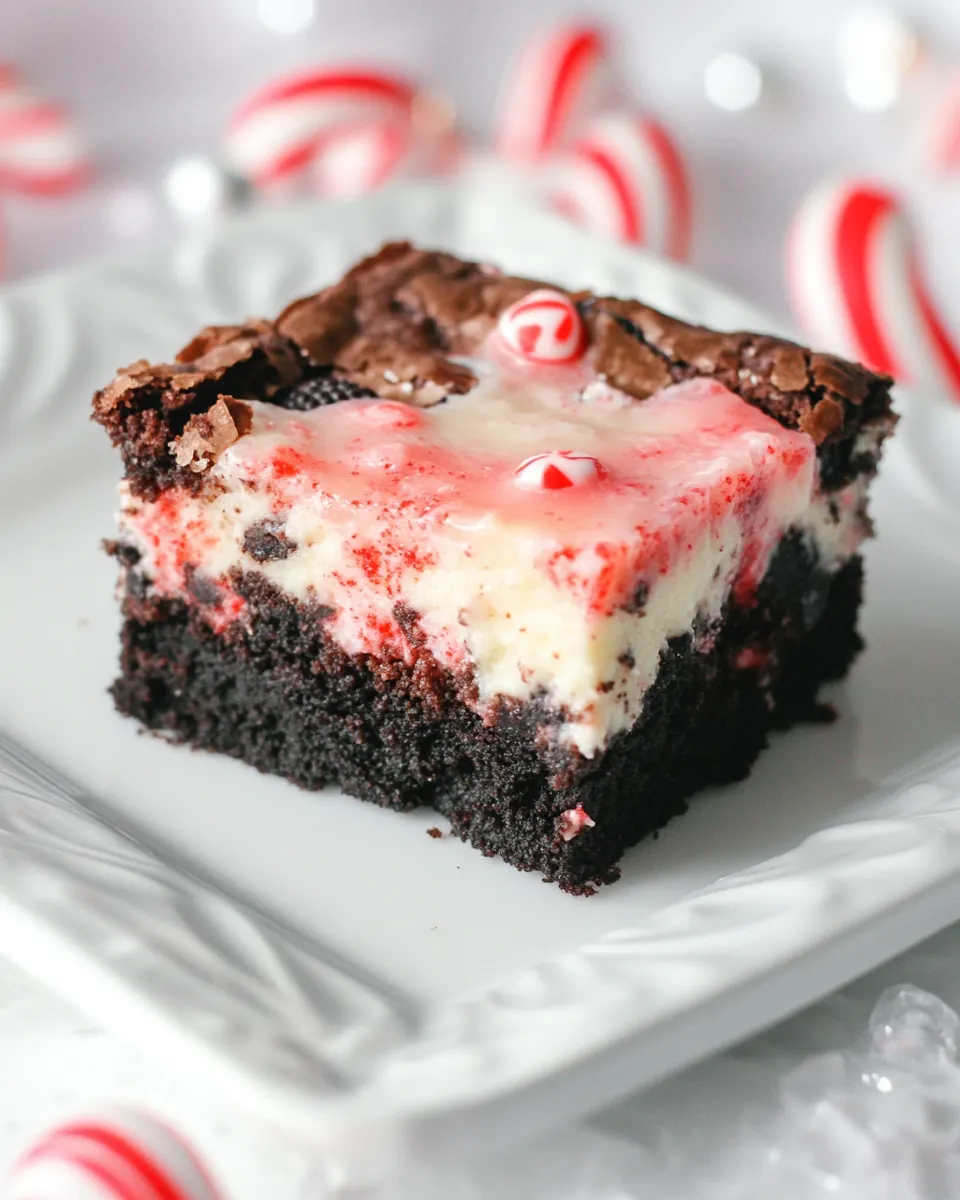 Candy Cane Oreo Cheesecake Brownies