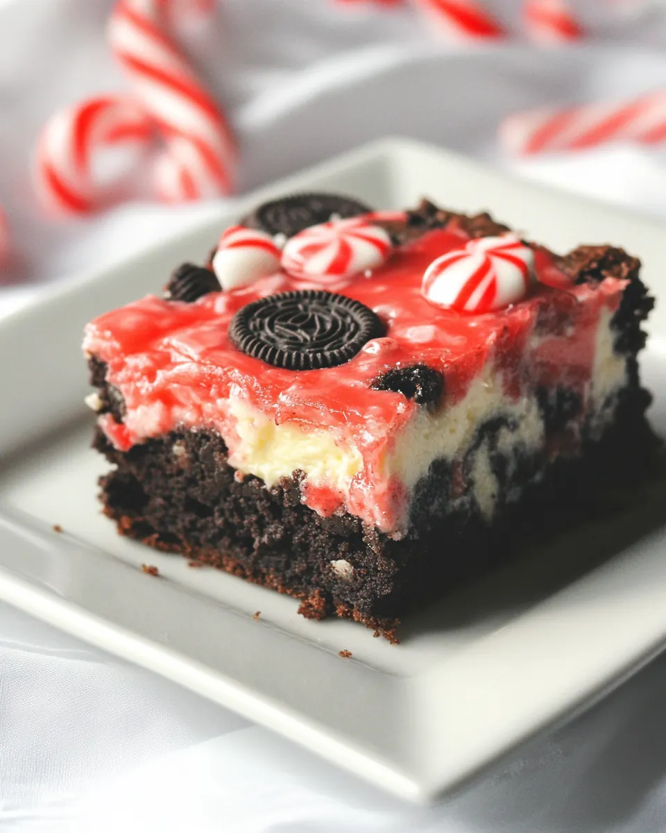 Candy Cane Oreo Cheesecake Brownies