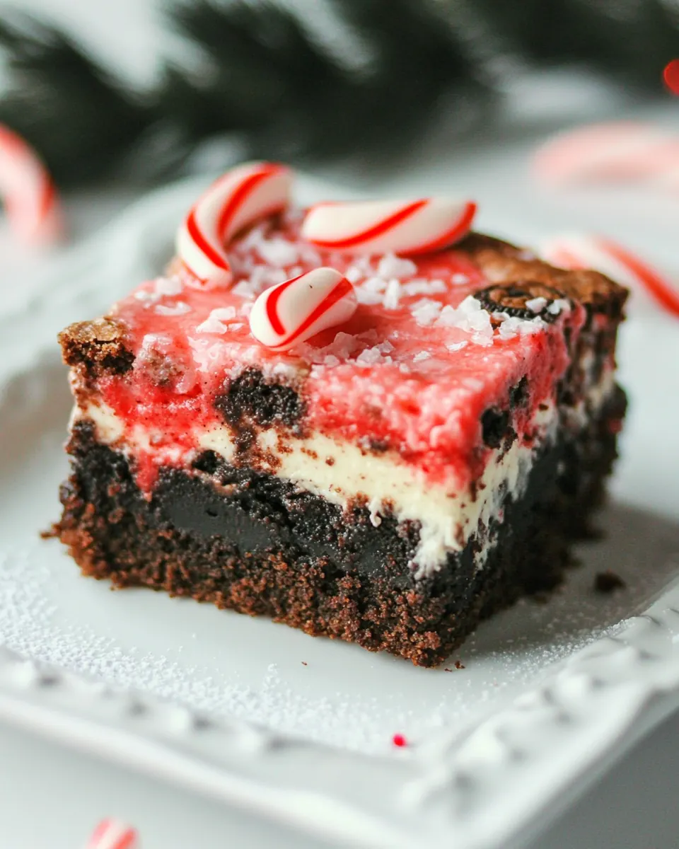 Candy Cane Oreo Cheesecake Brownies