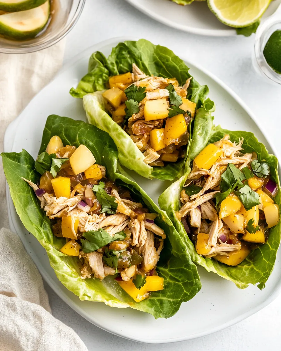 Caribbean Pulled Chicken Lettuce Wraps