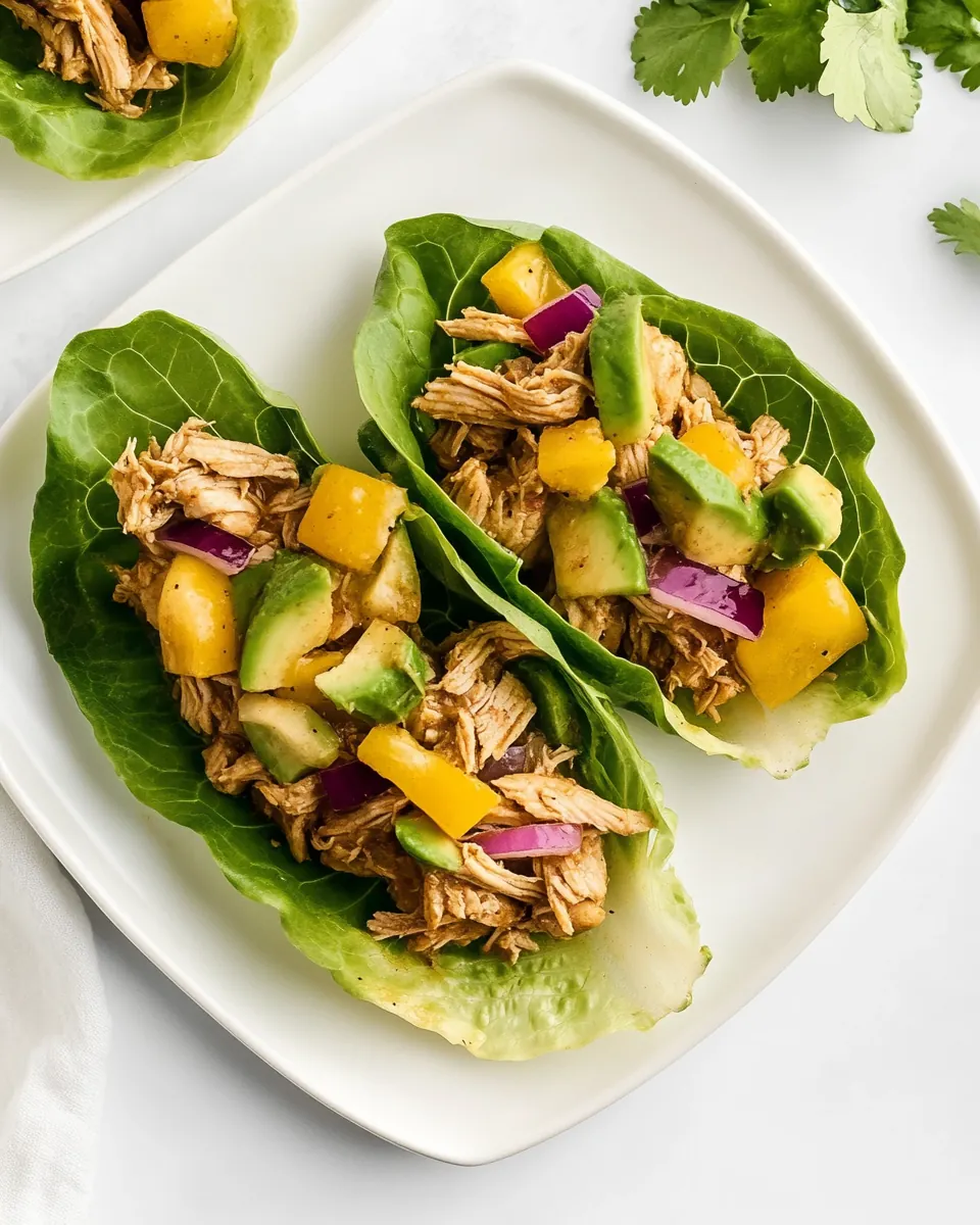 Caribbean Pulled Chicken Lettuce Wraps