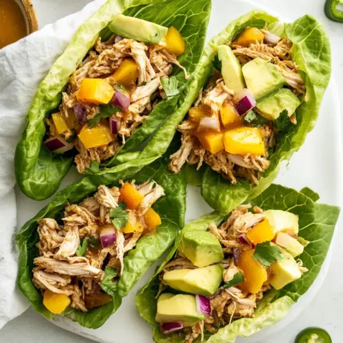 Caribbean Pulled Chicken Lettuce Wraps