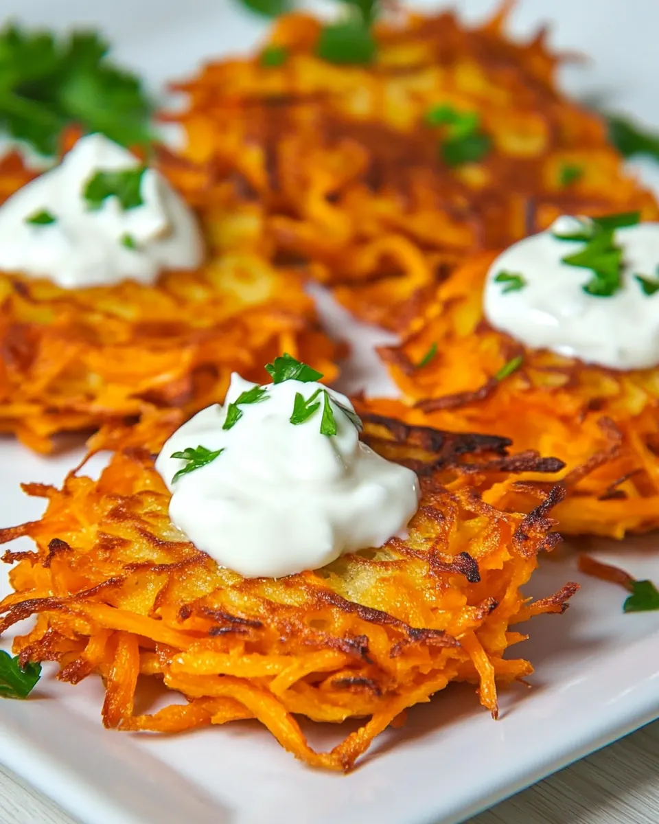 Carrot Latkes with Yogurt Sauce