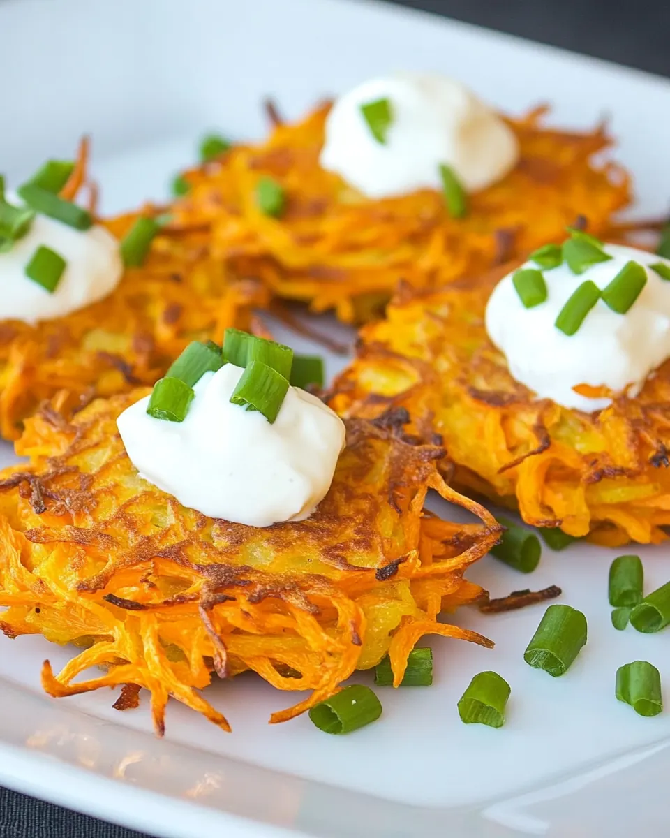 Carrot Latkes with Yogurt Sauce