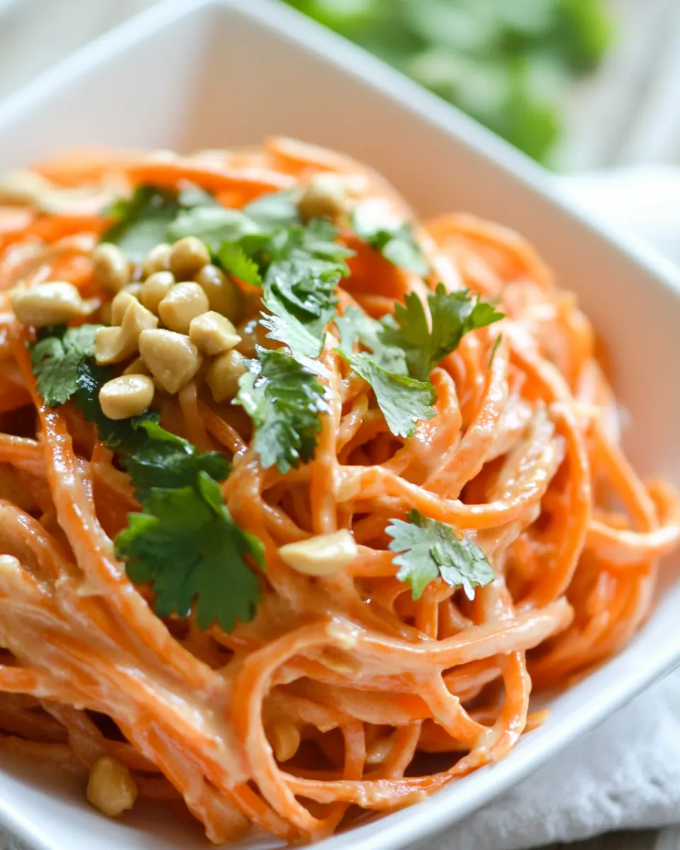 Carrot Noodles with Ginger Lime Peanut Sauce