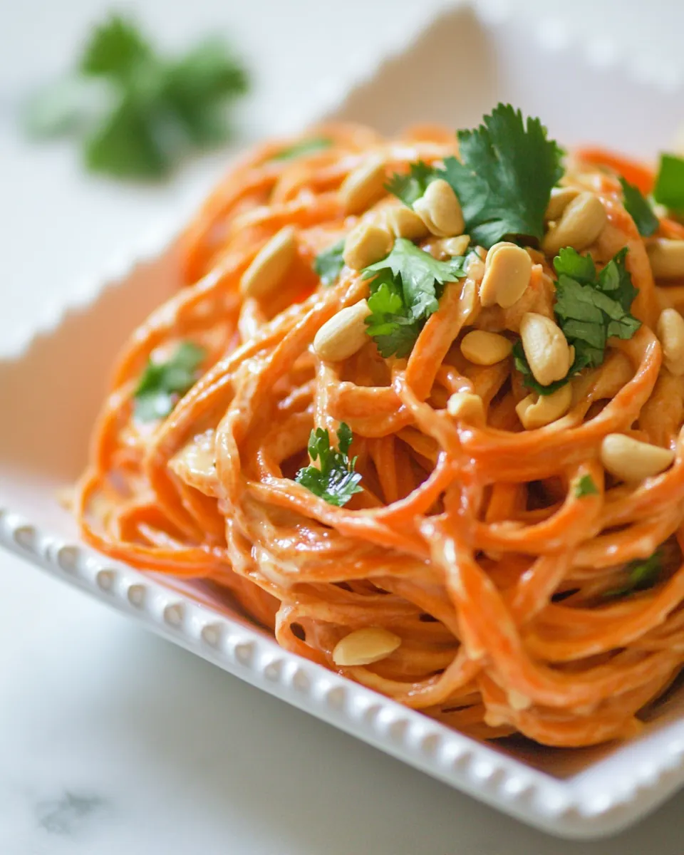 Carrot Noodles with Ginger Lime Peanut Sauce
