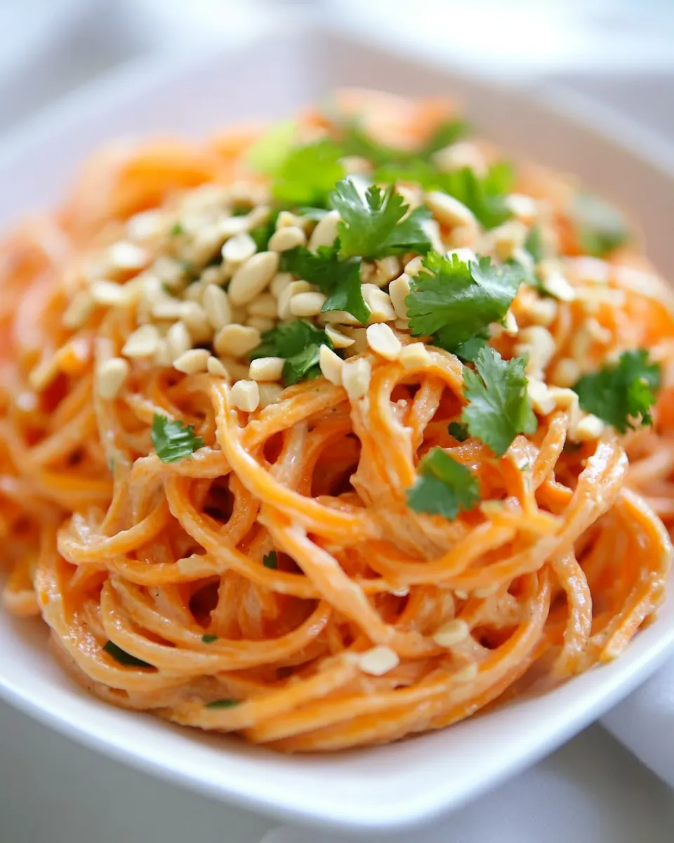 Carrot Noodles with Ginger Lime Peanut Sauce