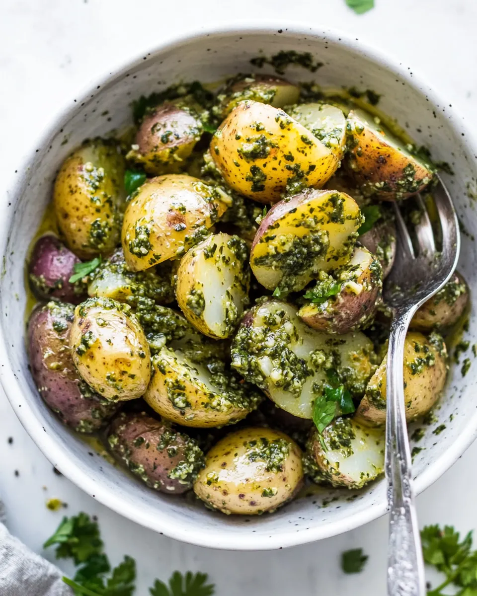 Carrot Top Pesto Potato Salad