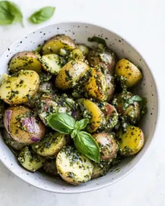Carrot Top Pesto Potato Salad