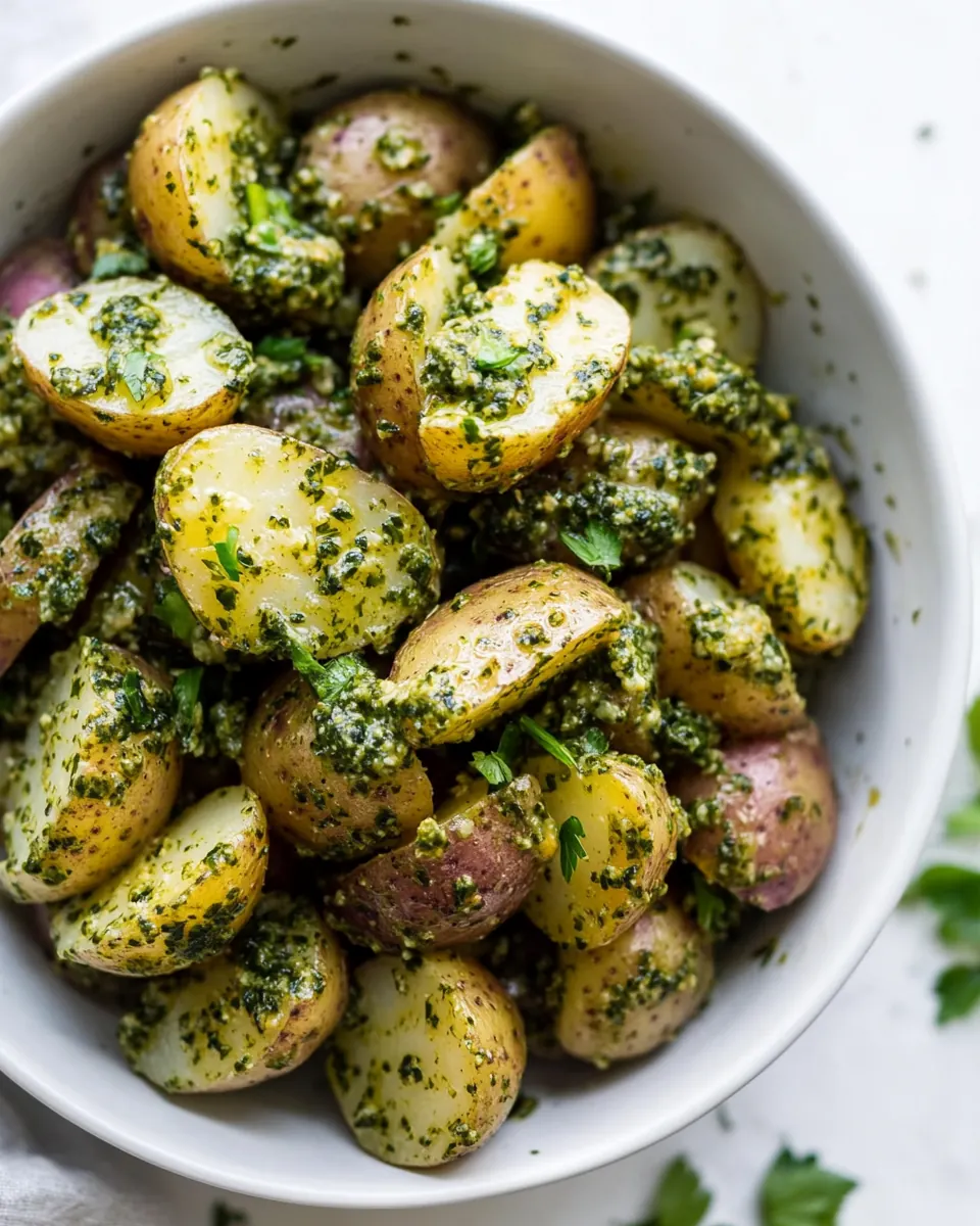 Carrot Top Pesto Potato Salad