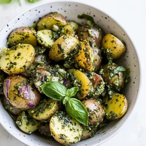 Carrot Top Pesto Potato Salad
