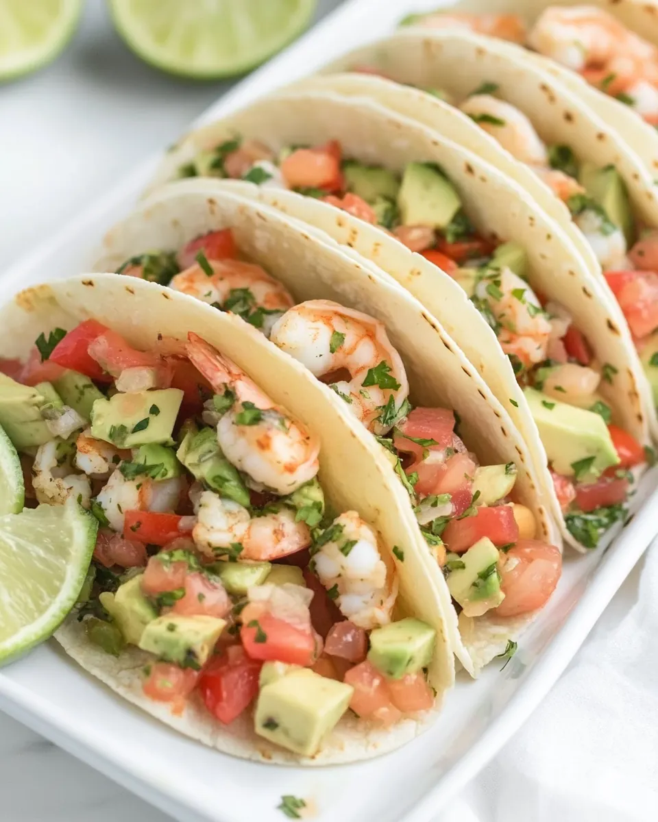 Ceviche Style Shrimp and Avocado Tacos
