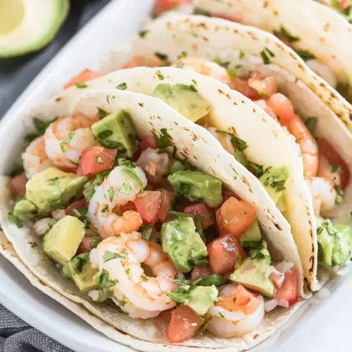 Ceviche Style Shrimp and Avocado Tacos