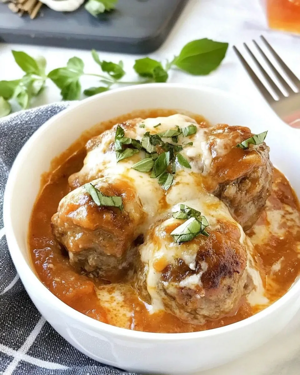 Cheese Stuffed Meatballs with a Creamy Tomato Sauce