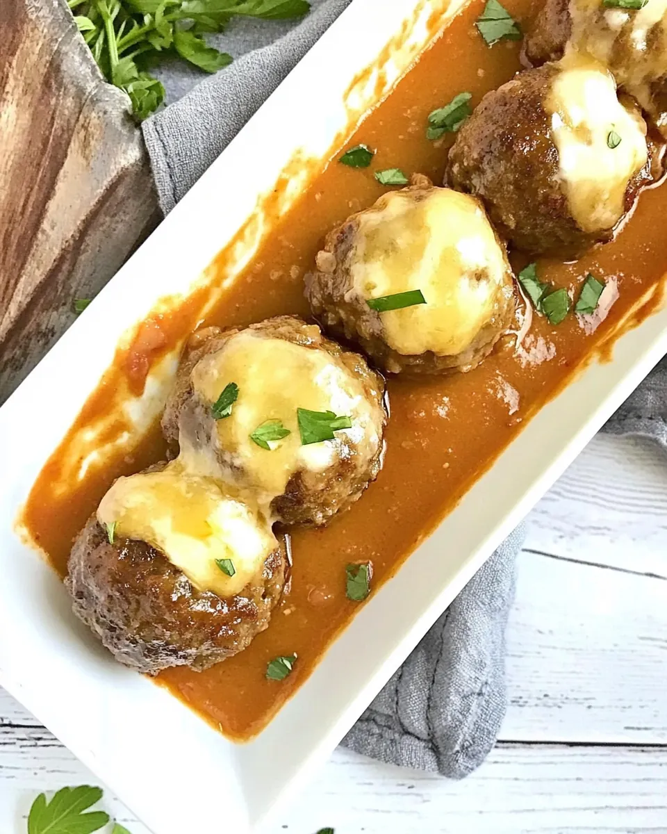Cheese Stuffed Meatballs with a Creamy Tomato Sauce