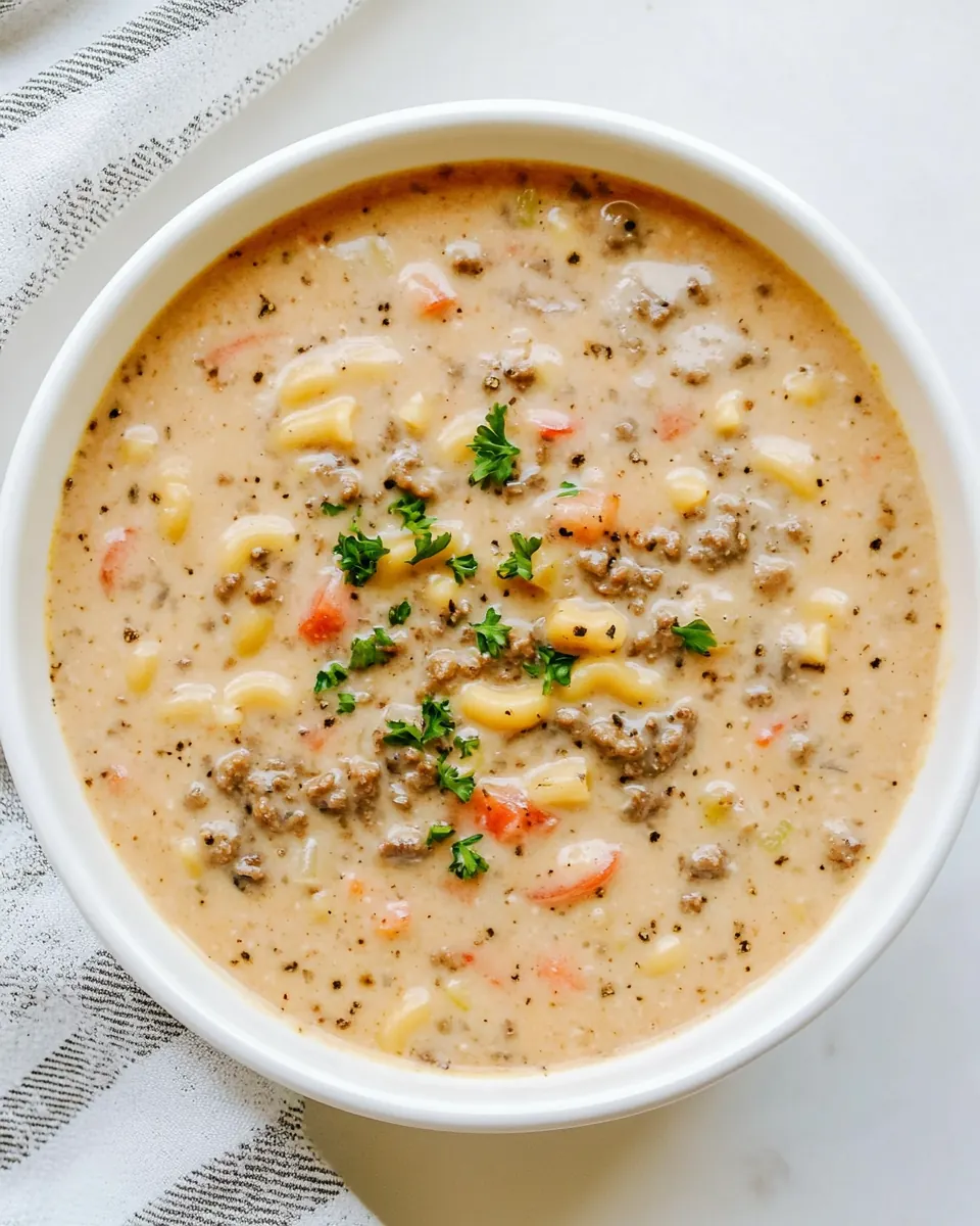 Cheeseburger Macaroni Soup
