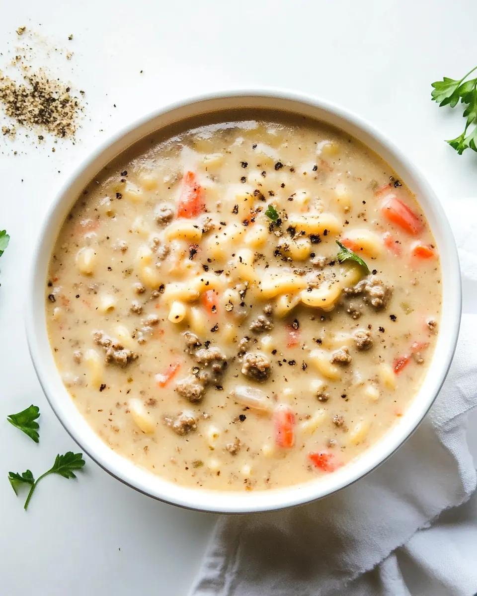 Cheeseburger Macaroni Soup