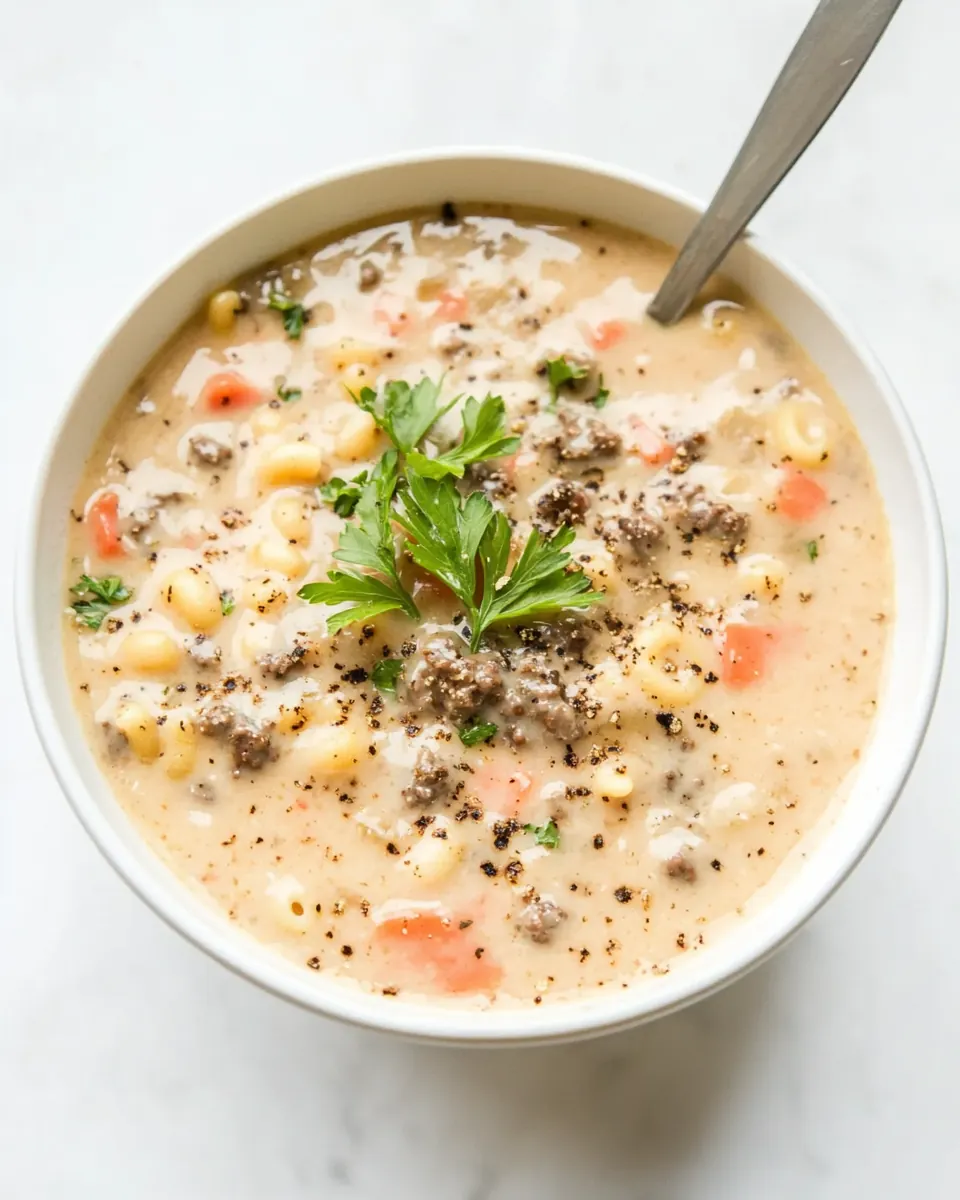 Cheeseburger Macaroni Soup