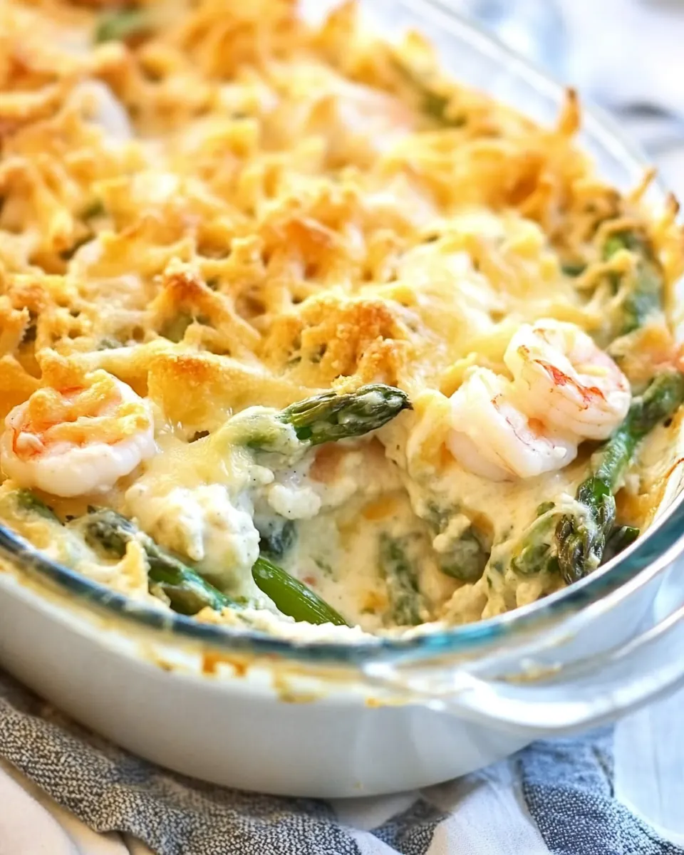 Cheesy Asparagus Shrimp Casserole