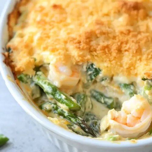 Cheesy Asparagus Shrimp Casserole