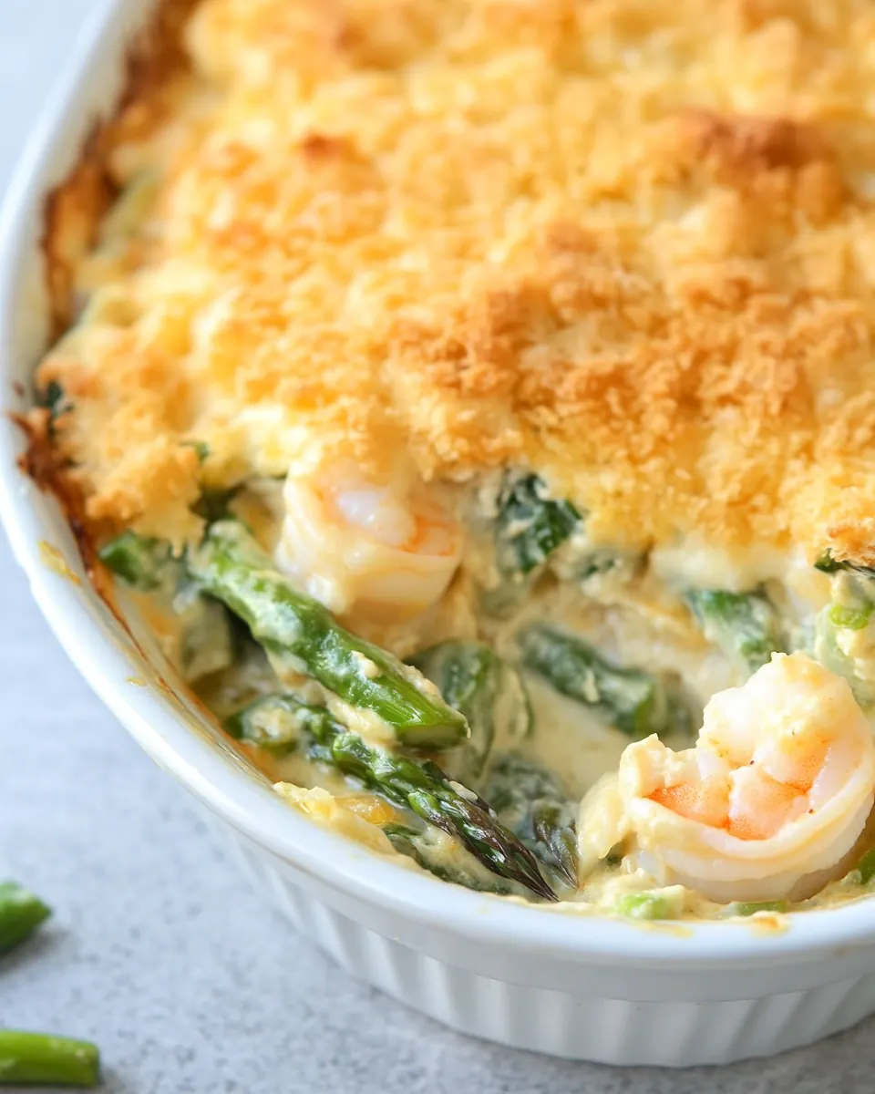 Cheesy Asparagus Shrimp Casserole