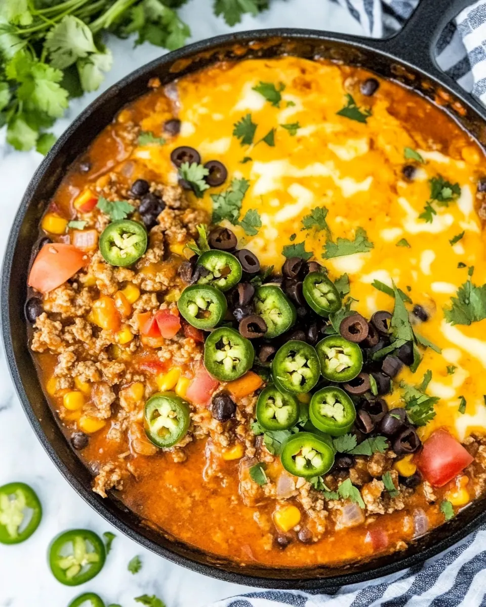 Cheesy Beef Enchilada Skillet