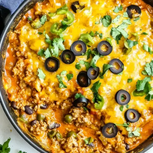 Cheesy Beef Enchilada Skillet