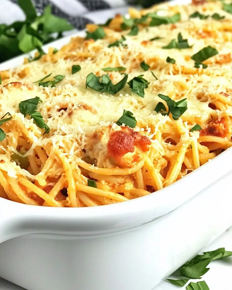 Cheesy Chicken Spaghetti Casserole