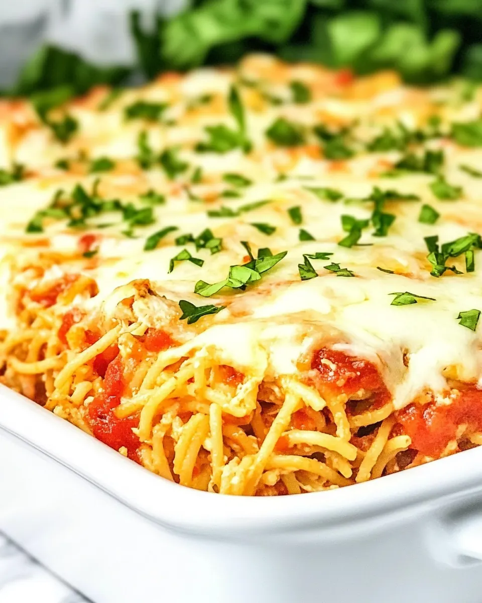 Cheesy Chicken Spaghetti Casserole