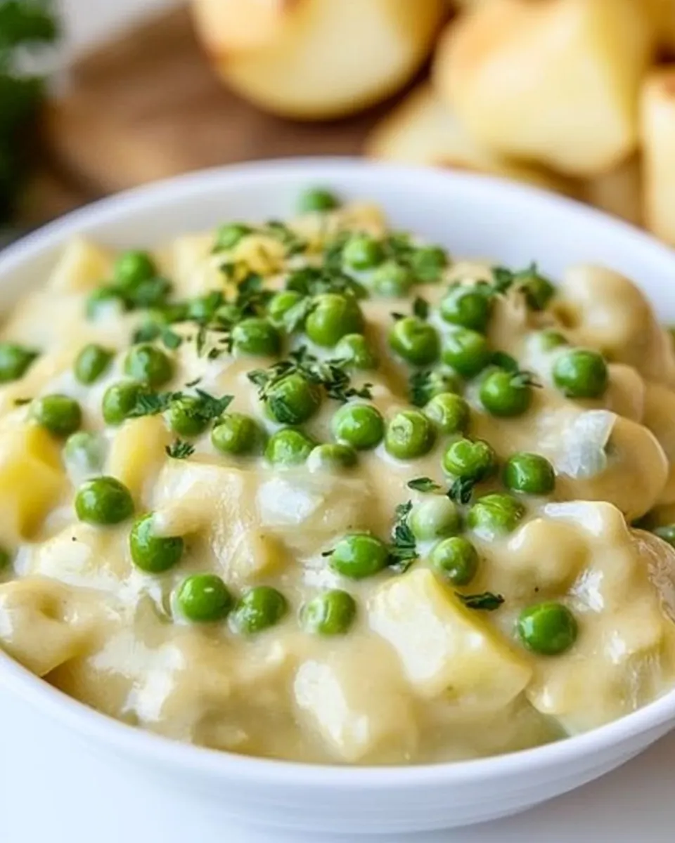 Cheesy Creamed Peas and Potatoes