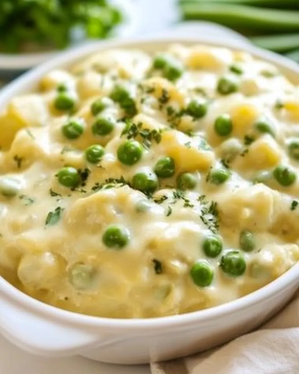 Cheesy Creamed Peas and Potatoes