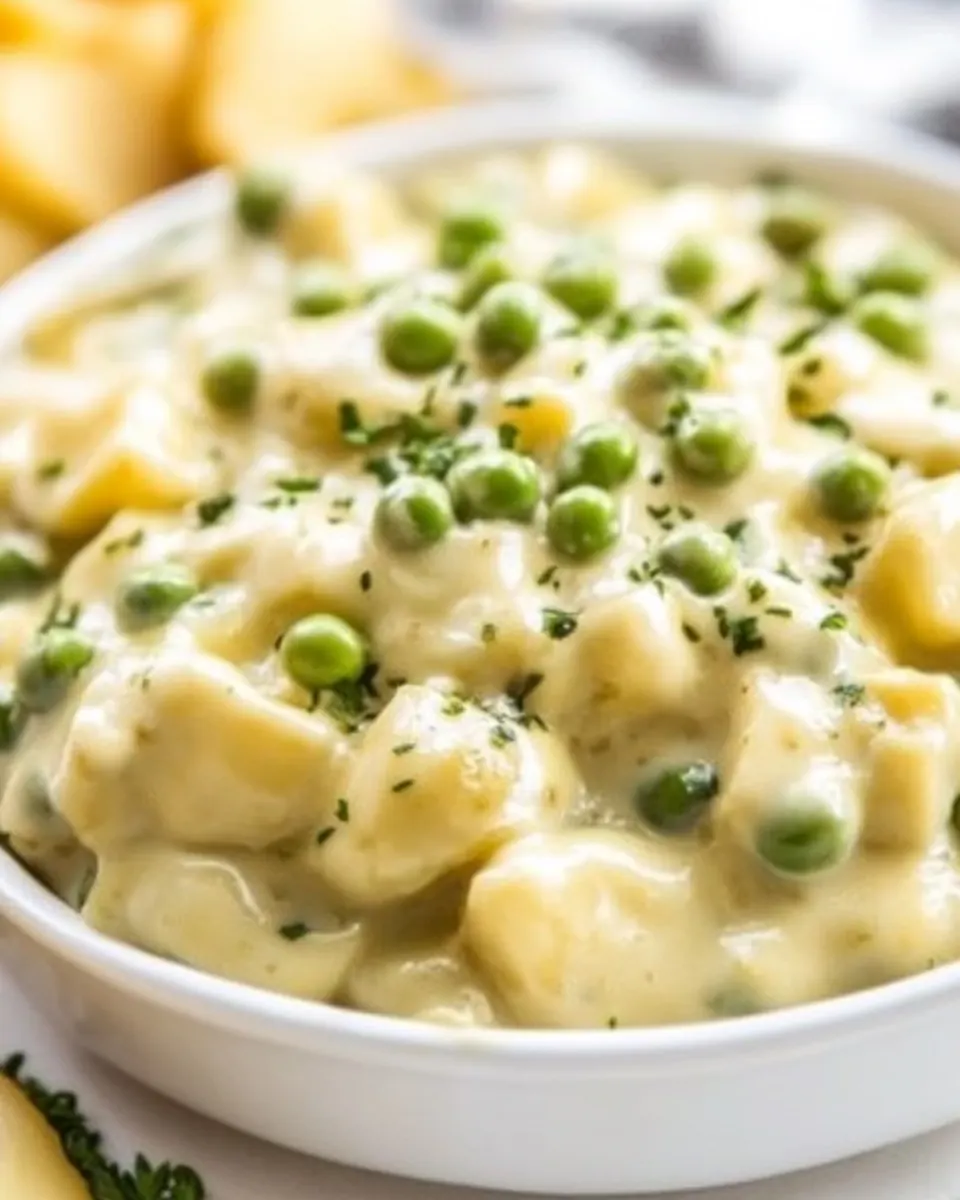 Cheesy Creamed Peas and Potatoes