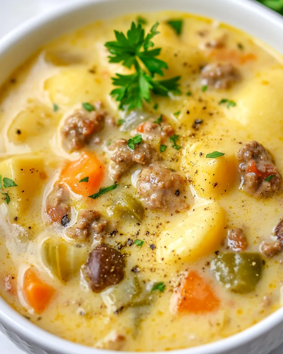 Cheesy Crockpot Cheeseburger Soup