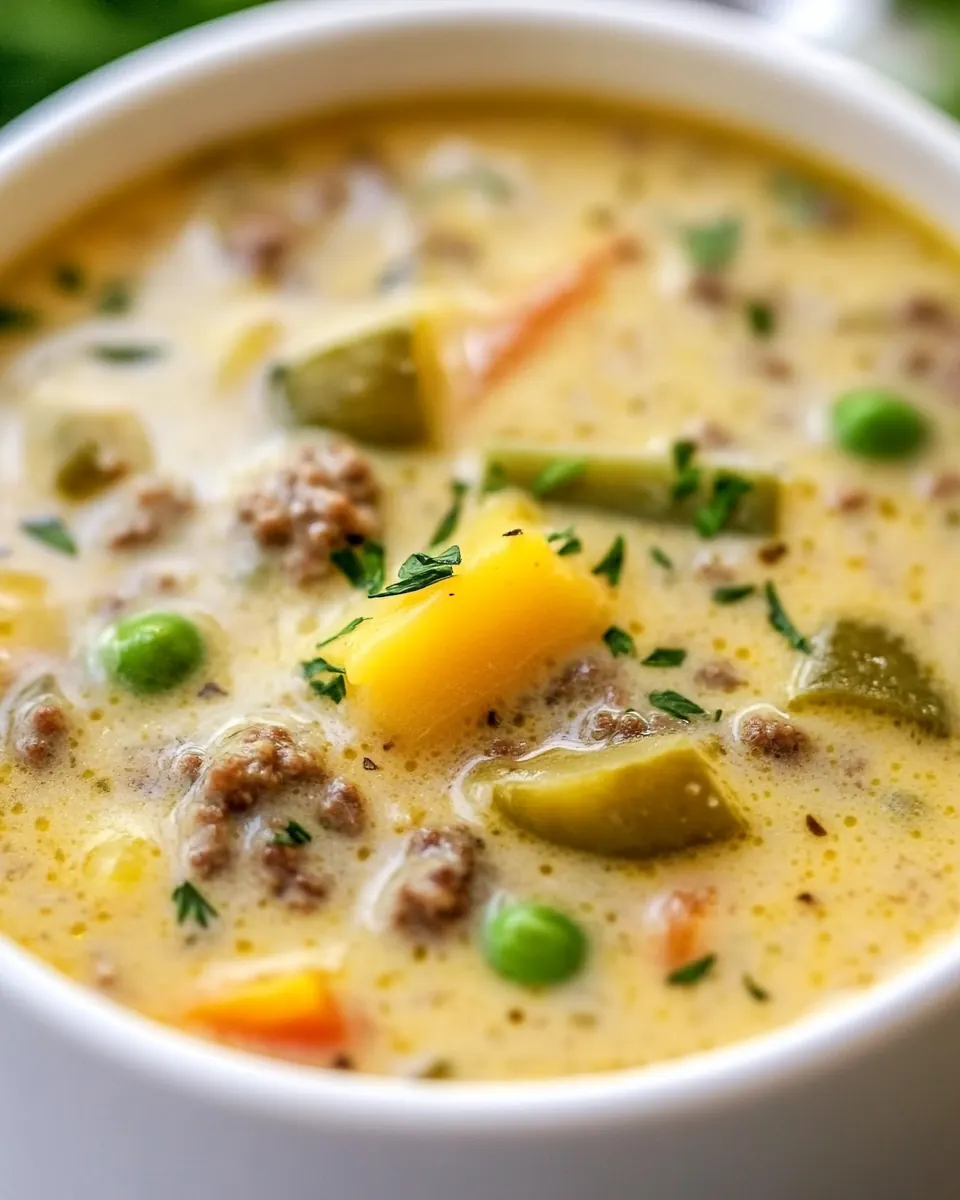 Cheesy Crockpot Cheeseburger Soup