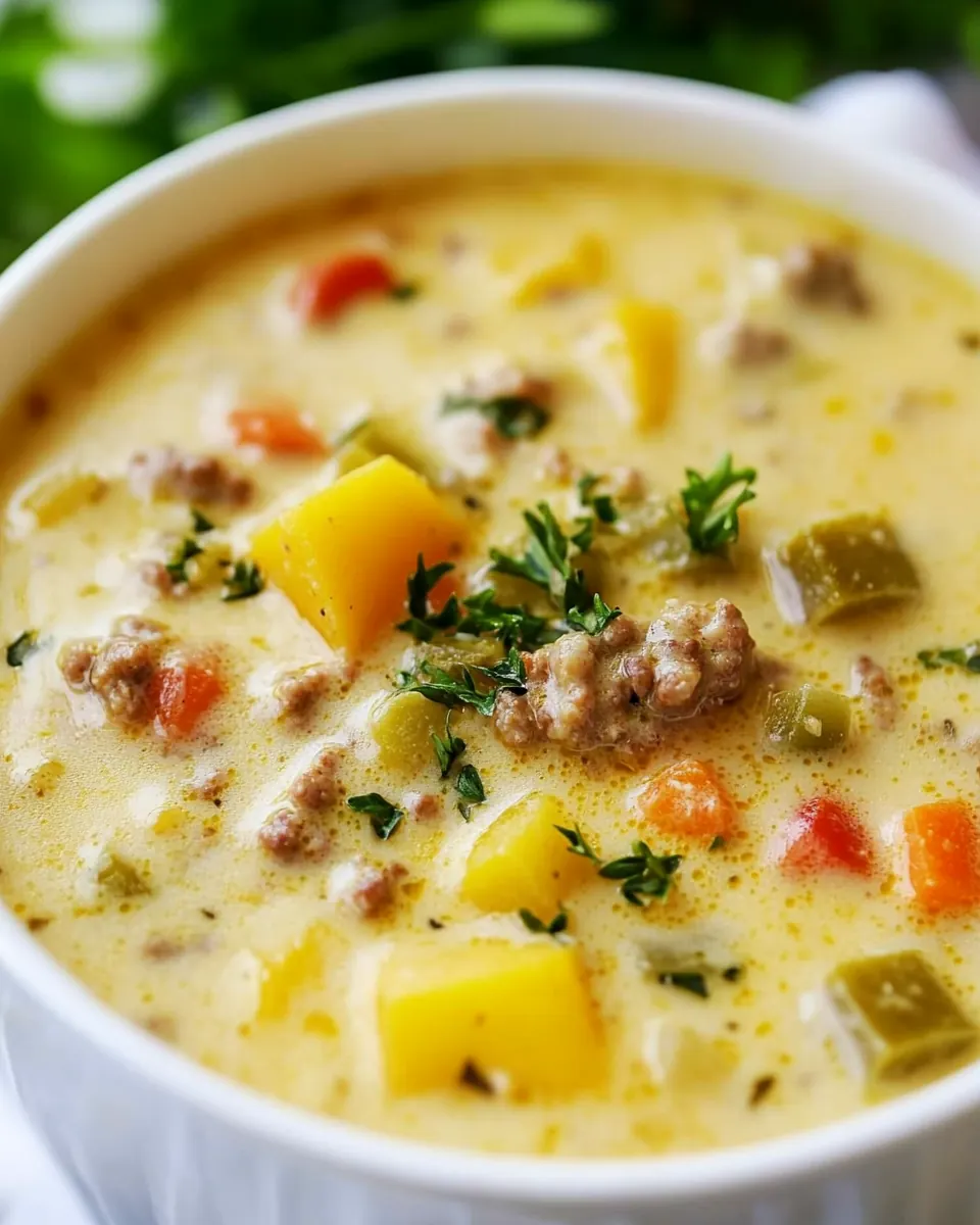 Cheesy Crockpot Cheeseburger Soup
