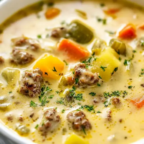 Cheesy Crockpot Cheeseburger Soup